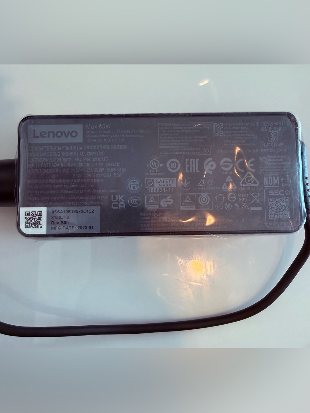 Lenovo Black 65W Laptop Power Brick Charger